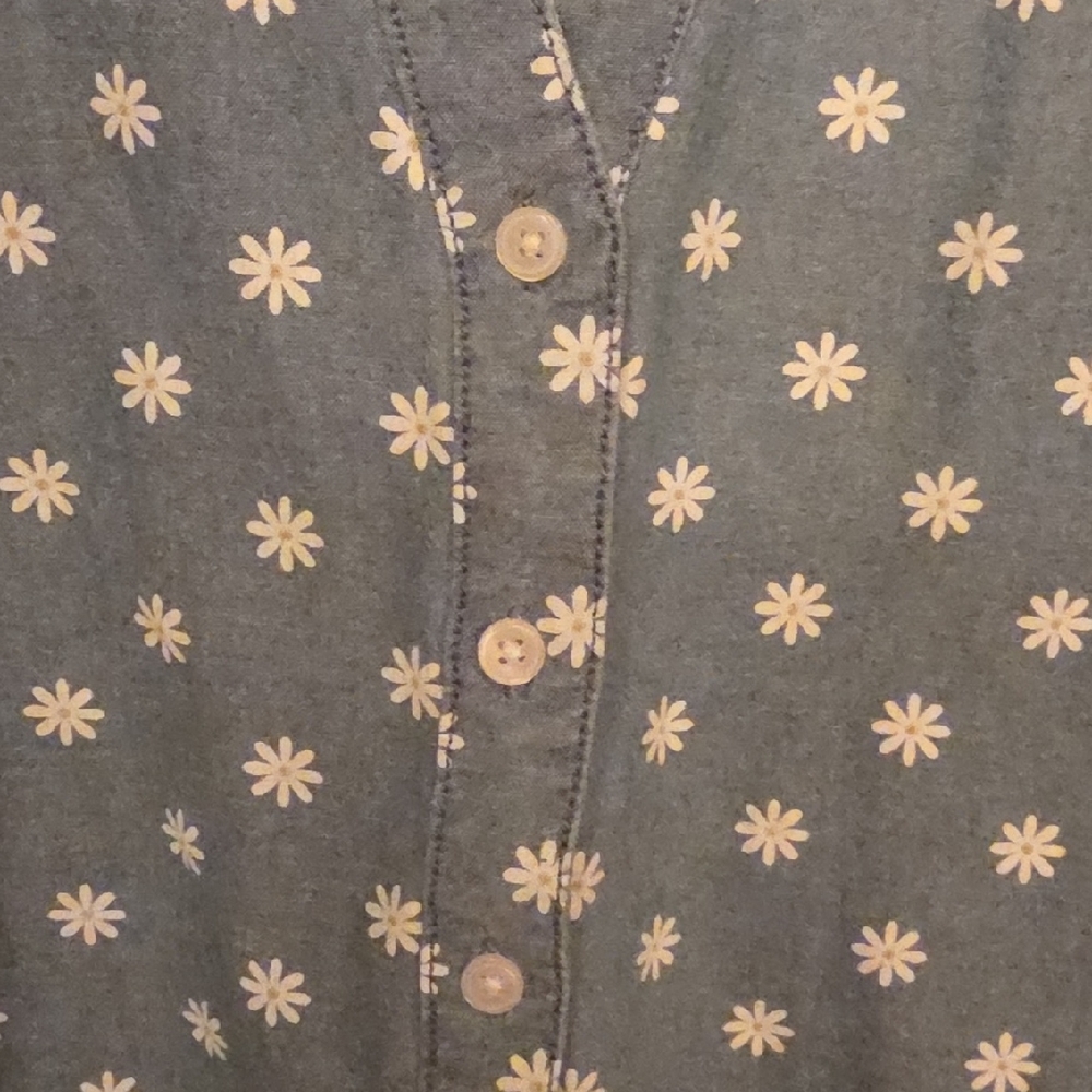 Basic Editions Blue Floral Button Down Shirt - image 4